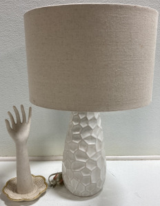 White Modern Table Lamp, Jewelry and Ring Hand Holder