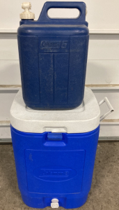 (2) Coleman Water Coolers: (1) Small, (1) Large