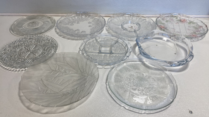 (9) Assorted Glass Serving Plates