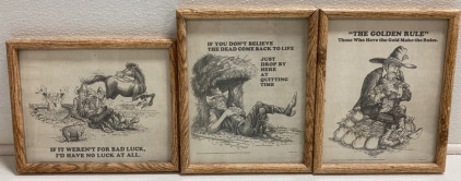 (3) Framed 1978 Novelty Prints