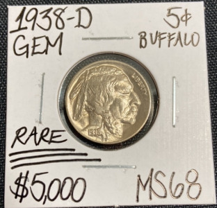 1938-D MS68 RARE Gem Buffalo Nickel