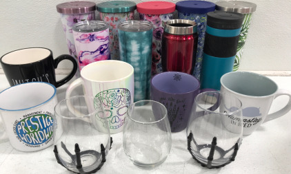 (5) Manna Floral Print Stainless Steel Tumbler’s (5) Assorted Mugs (1) Contigo Thermos & More!!