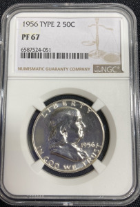 1956 PF67 Type 2 NGC Franklin Half Dollar