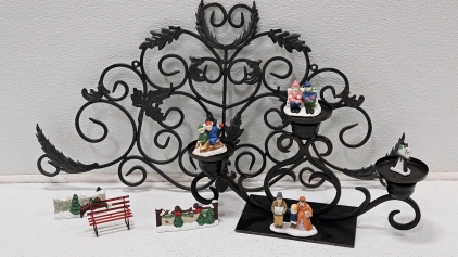 16x9 CANDLE STAND, 28X15 METAL WALL DECOR, CHRISTMAS VILLAGE ACCESSORIES