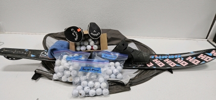 GOLF BALLS, CLUB COVERS, TOWELS; WATER SKI, SHOWER PRIVACY TENT