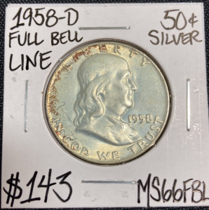 1958-D MS66FBL Full Bell Line Franklin Half Dollar