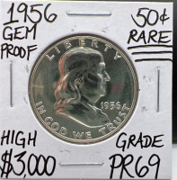 1956 PR69 RARE Proof Franklin 1/2 Dollar