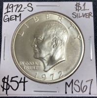 1972-S MS67 Gem Silver Ike Dollar