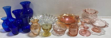 (17) Assorted Color Glass Decor