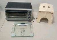 (1) Hamilton Beach Toaster Oven (1) Etekcity Digital Scale (1) Foldable Step Stool