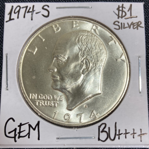 1974-S Gem BU++++ Silver Ike Dollar