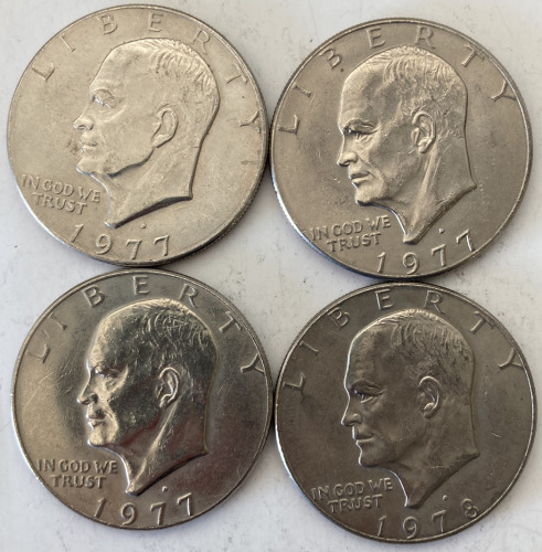 (4) EISENHOWER ONE DOLLAR COINS— VERIFIED AUTHENTIC