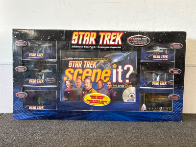 STAR TREK ULTIMATE FAN PACK INCLUDES 6 AUTHENTIC SHIP FIGURINES AND SCENE IT TRIVIA GAME