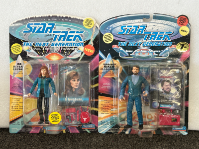 VINTAGE STAR TREK- THE NEXT GENERATION ACTION FIGURES: DR. BEVERLY CRUSHER AND COMMANDER RIKER