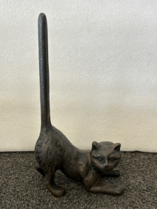 CAST IRON CAT TOILET PAPER HOLDER- 9-1/2” TALL