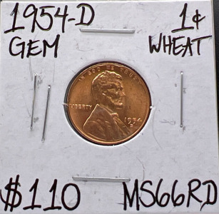 1954-D MS66RD Denver Gem Wheat Penny