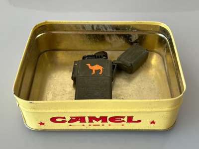 VINTAGE CAMEL LIGHTERS WITH CAMEL TIN