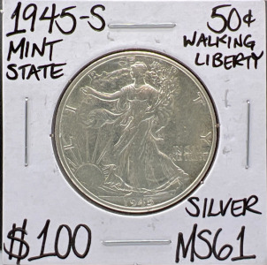1945-S MS61 Walking Liberty Half Dollar
