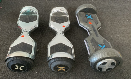 (1) XHOVER-1 ECLIPSE HOVER BOARD (POWERS ON) (2) XHOVER ALL-STAR HOVER BOARDS (NO POWER)