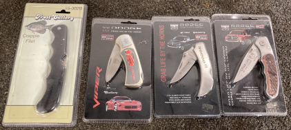 (4) BRAND NEW POCKET KNIVES, DODGE AND FROST CUTLERY