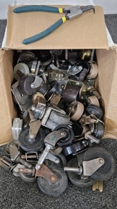 ASSORTED CASTORS, CIRCLIP PLIERS