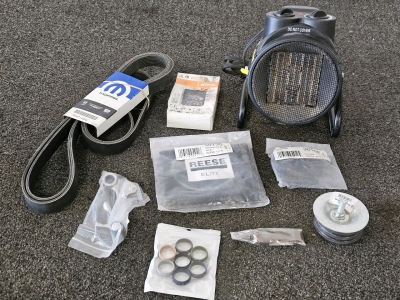 9"H HEATER FAN, STIHL 20" CHAINSAW CHAIN, VEHICLE BELT, SILICONE RINGS