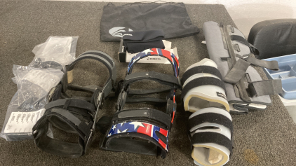 (3) KNEE BRACES AND LEG BRACE