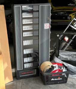 VINTAGE 9-ROW CANDY VENDING MACHINE WITH BRAND NEW PARTS AND HARDWARE TO REFURBISH