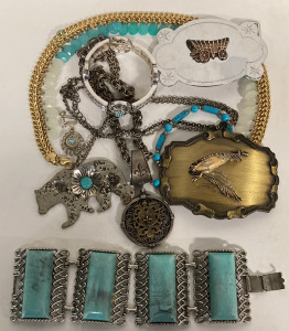 WESTERN STYLE TURQUOISE JEWELRY AND BELT BUCKLES
