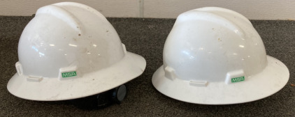 (2) MSA WHITE HARD HATS