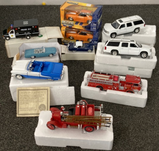 COLLECTABLE CARS: 1960 MACK C FIRE PUMPER 33666, (2) 2004 CADILLAC ESCALADE, 1926 FORD MODEL FIRE TRUCK, 1955 OLDSMOBILE SUPER 88, 1966 FORD THUNDER BIRD, BIG TIME MUSCLE 1969 CHEVY CAMARO