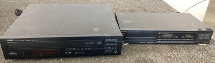 YAMAHA 6-CD CHANGER AND SHARP CD PLAYER , BOTH POWER ON, NO REMOTES