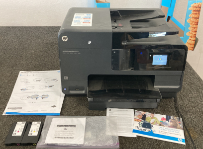 HP OFFICE JET PRINTER WITH MANUAL - POWERS ON, NOT FULLY TESTED