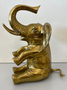 BRASS-TONE ELEPHANT STATUE