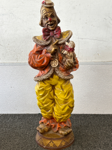 VINTAGE 2’ “COMEDY” CLOWN WITH POODLE STATUE