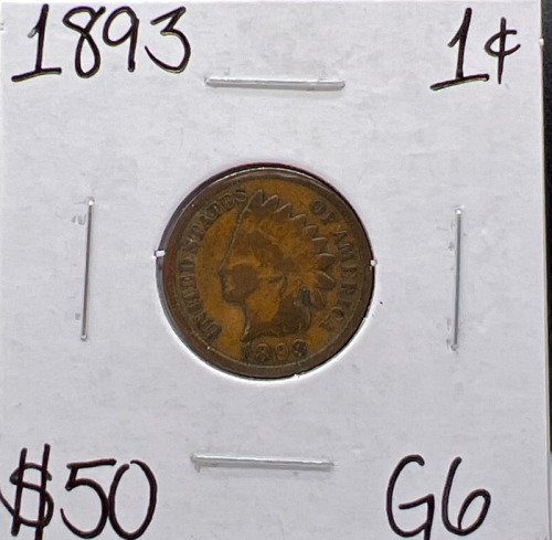 1893 G6 Antique Indian Head Cent Penny