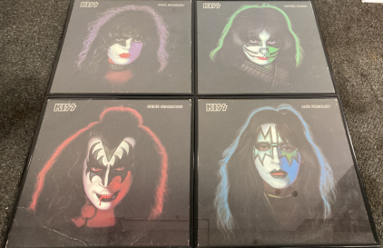 COMPLETE SET OF KISS BAND FRAMED PICTURES 12.5&rdquo;