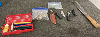 MACHETE, POCKET KNIVES, SHARPENING SET, AND MORE