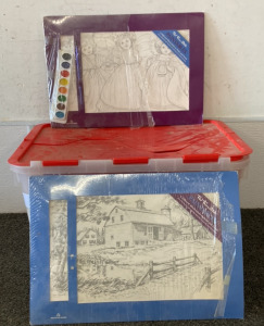 CRAFT BOX INCLUDING LINED JOURNALS, FIVE STAR GRAPH RULED PAPER, COTTON RESUME PAPER, GOLD CERTIFICATE STICKERS, WATERCOLOR PAPER, RECOLLECTIONS PAPER CUTTER, AND MORE