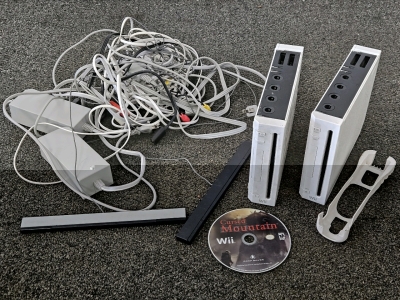 (2) Wii SYSTEMS W/ GAME, BOTH POWER ON