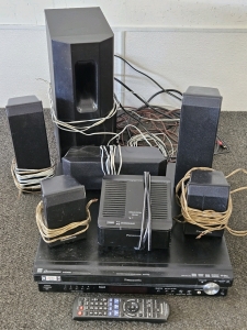 RUNNING PANASONIC 5 DISC DVD HOME THEATER SYSTEM W/ WIRELESS SYSTEM