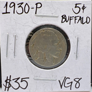 1930 VG8 Vintage Buffalo Nickel