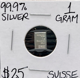 99.9% Silver 1 Gram Suisse Bar