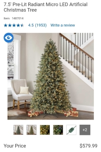 Costco 7.5' Artificial Christmas Tree Prelit With 1850-LED Lights