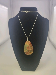 Natural Picasso Jasper Teardrop .925 Necklace