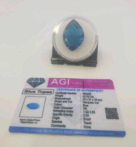 Marquise acut Blue Topaz With COA