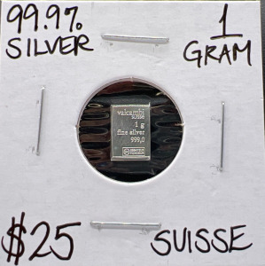 99.9% Silver 1 Gram Suisse Bar