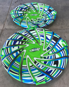 (2) 45&rdquo; Sledz Mega Disc 2 Rider Snow Sleds (Green/Blue)