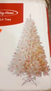 Holiday Home 6.5 Foot Pre-Lit MultiColor Light White Christmas Tree With Stand