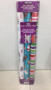 (6) New Rolls Of 90-Sq Ft. Kirkland Double Sided Christmas Wrapping Paper